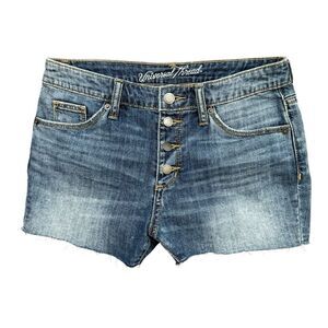 Universal Thread Blue High-Rise Shortie Button-Front Jean Shorts Size 4/27